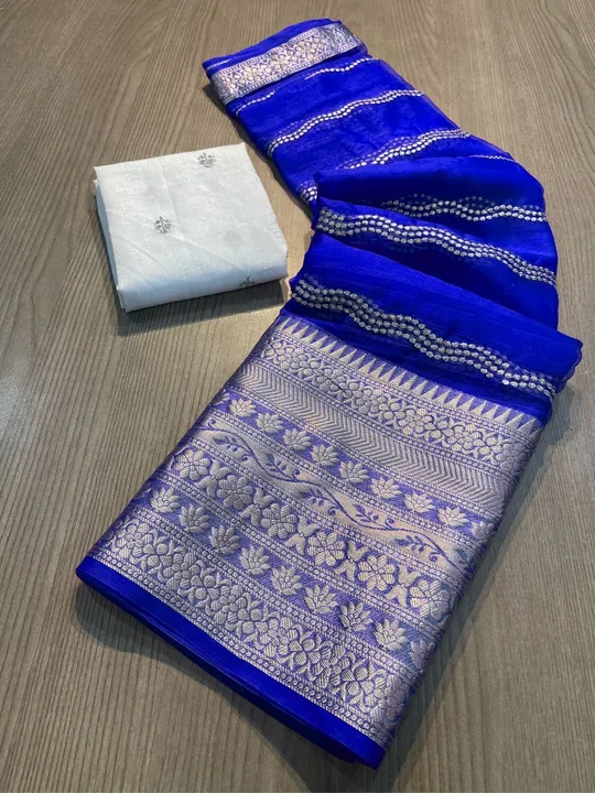 Kanchipuram orgenza jacquard mutli embroidery  uploaded by business on 12/29/2023
