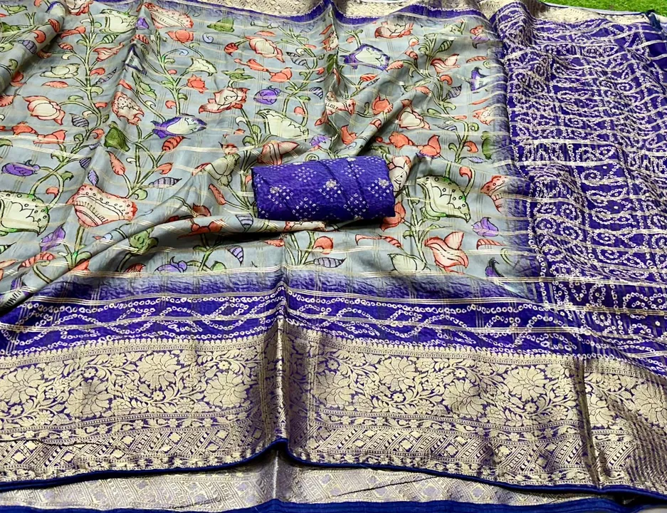 Pure wiscose kalamkari print bandabi pallu exclusive design with fancy colour matching  uploaded by M ARVIND & CO on 12/29/2023