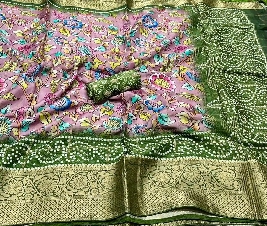 Pure wiscose kalamkari print bandabi pallu exclusive design with fancy colour matching  uploaded by M ARVIND & CO on 12/29/2023