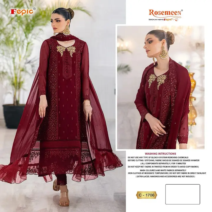 _*BRAND NAME*_:- FEPIC
_*CATALOUGE NAME*_:- ROSEMEEN
_*D NO*_:- C 1706
_*Top*_:-  GEORGETTE EMBRO uploaded by Ayush fashion on 12/29/2023