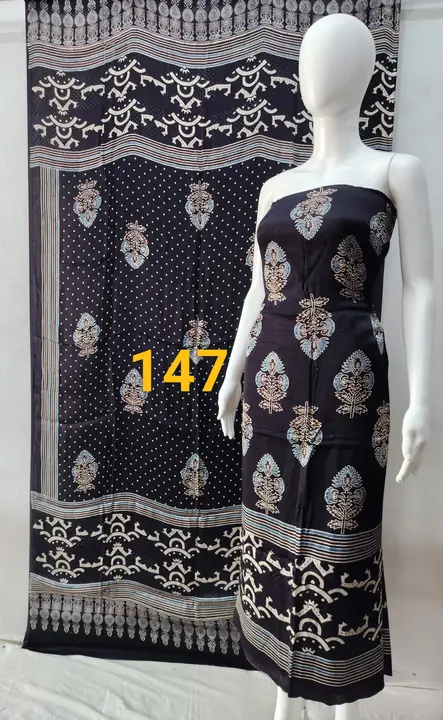 Handblock fancy ajrakh print model silk dress👗 material uploaded by Virasat handloom chanderi on 12/29/2023