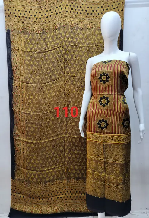 Handblock fancy ajrakh print model silk dress👗 material uploaded by Virasat handloom chanderi on 12/29/2023