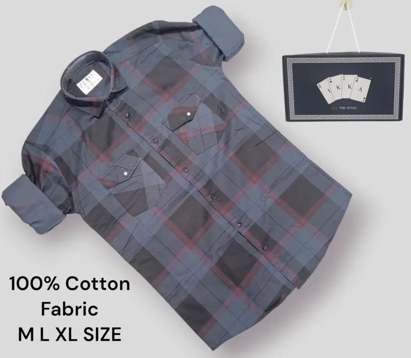 ♦️♣️1KKA♥️♠️ EXCLUSIVE 100% COTTON CHECKERED BOX PACKING SHIRTS FOR MEN uploaded by Kushal Jeans, Indore on 12/30/2023