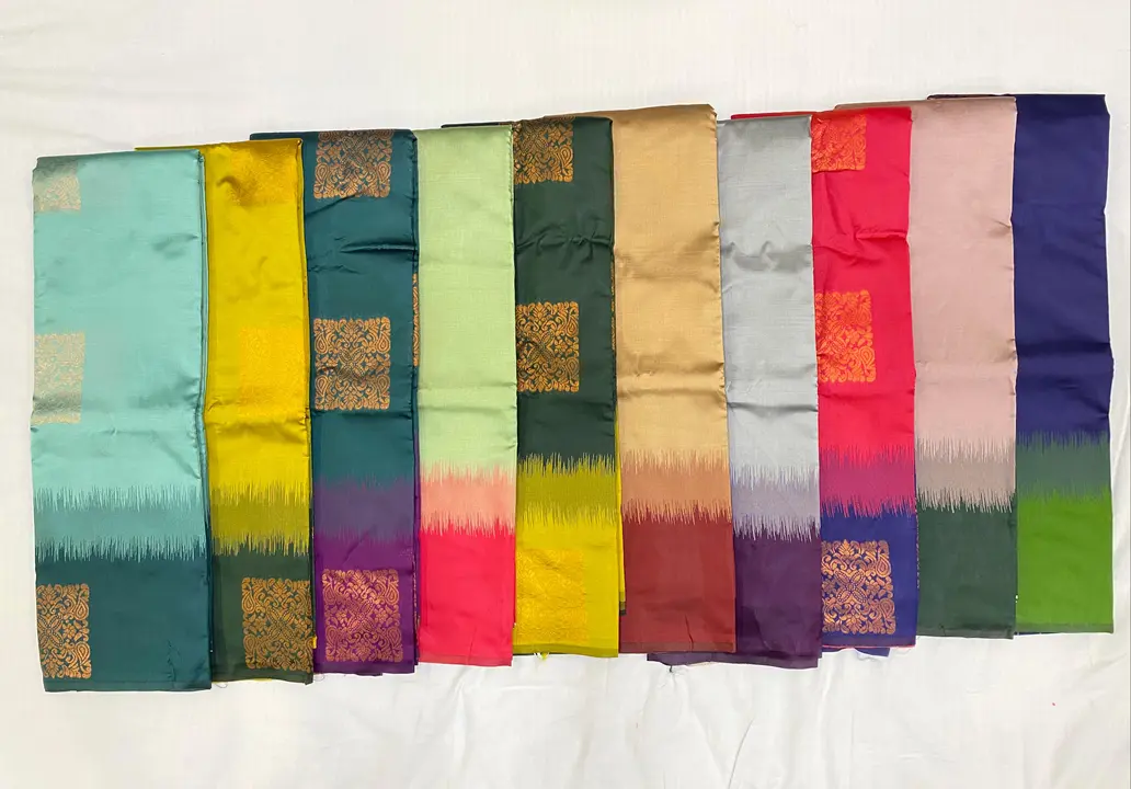 Lichi contrast border with copper jari weaving butta all over saree with contrast colour pallu and b uploaded by business on 12/30/2023