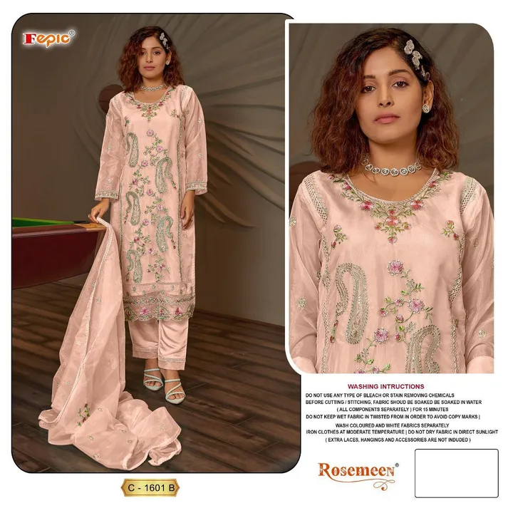 _*BRAND NAME*_:- FEPIC
_*CATALOUGE NAME*_:- ROSEMEEN
_*D NO*_:-  C 1601
_*Top*_:- ORGANZA EMBROID uploaded by Ayush fashion on 12/30/2023
