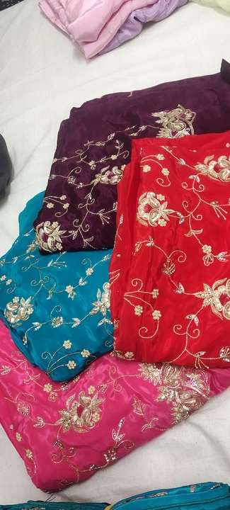 hand embroiderd Suit dupatta fabric Crepe suit, chinan dupatta  uploaded by business on 12/30/2023