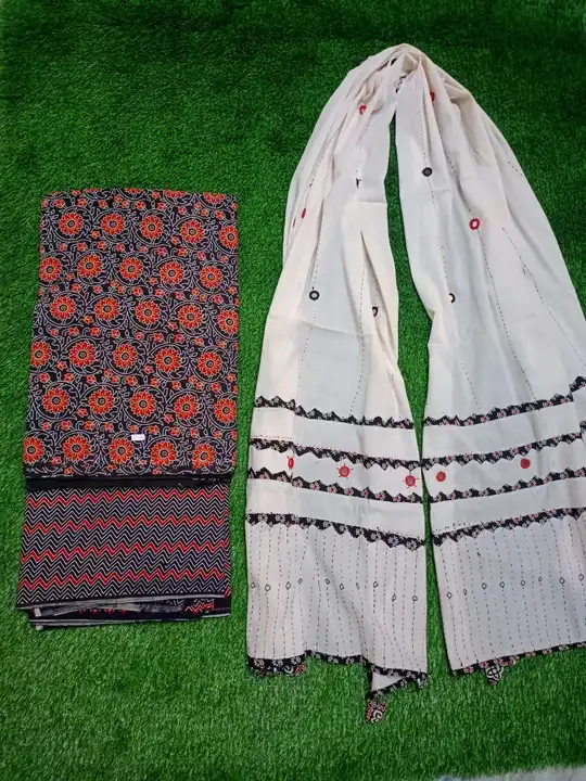 Ajrakh print top and bottom with mall cotton dupptta  uploaded by HEMA ART AND CRAFT on 12/31/2023