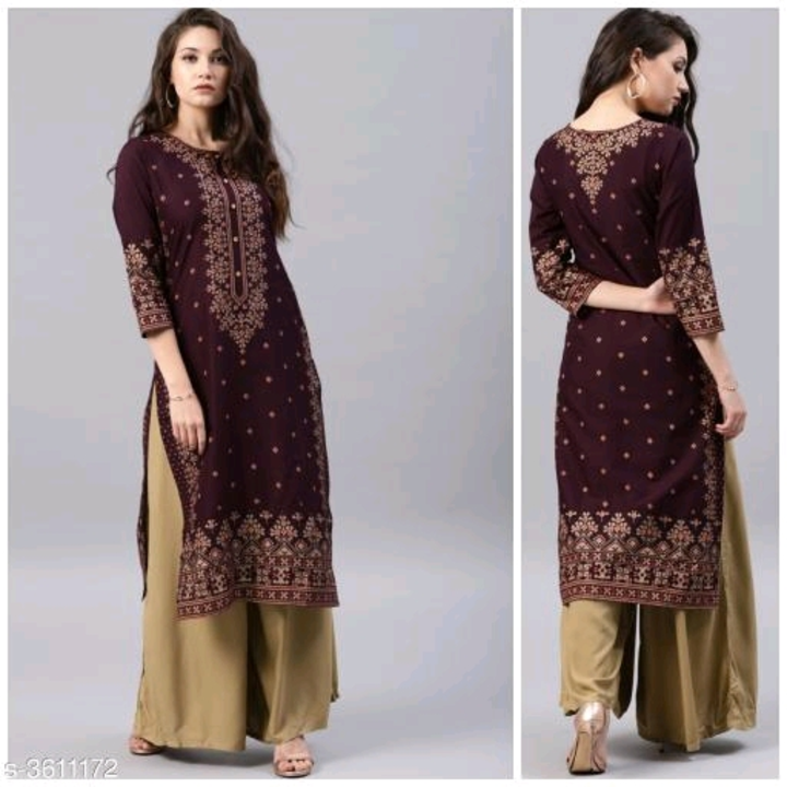 Women Rayon A-line Printed Long Kurti With Palazzos
Name: Women Rayon A-line Printed Long Kurti With uploaded by Shaikh SR on 12/31/2023