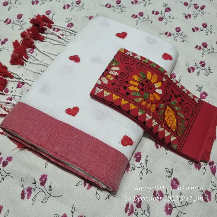 Handloom love embroidery saree  uploaded by Sujata saree cantre on 12/31/2023
