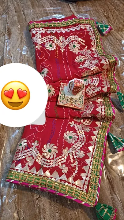 😍😍new launch 
Nice bful reniyal moss chunri saree with bful heavy gotta work on allover saree with uploaded by Gotapatti manufacturer on 1/2/2024