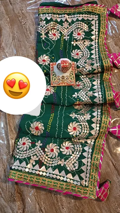 😍😍new launch 
Nice bful reniyal moss chunri saree with bful heavy gotta work on allover saree with uploaded by Gotapatti manufacturer on 1/2/2024