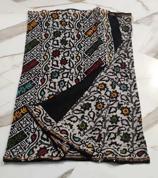 Handblock fancy batik print chanderi saree uploaded by business on 1/2/2024