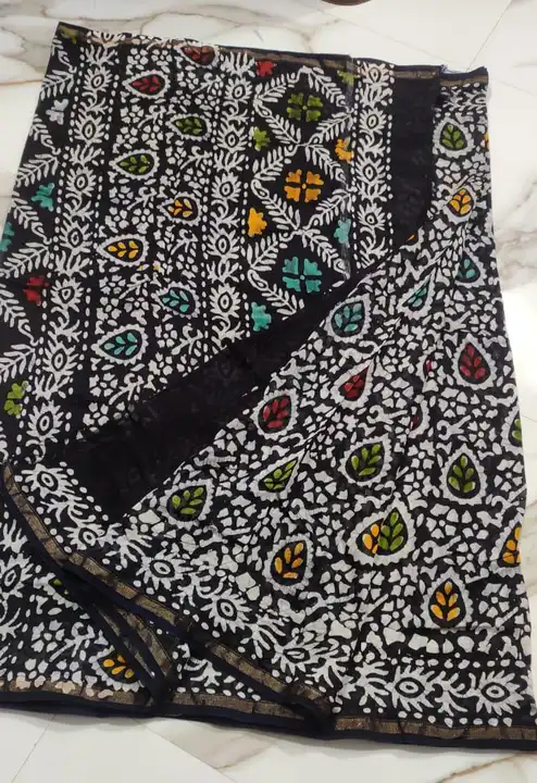 Handblock fancy batik print chanderi saree uploaded by Virasat handloom chanderi on 1/2/2024