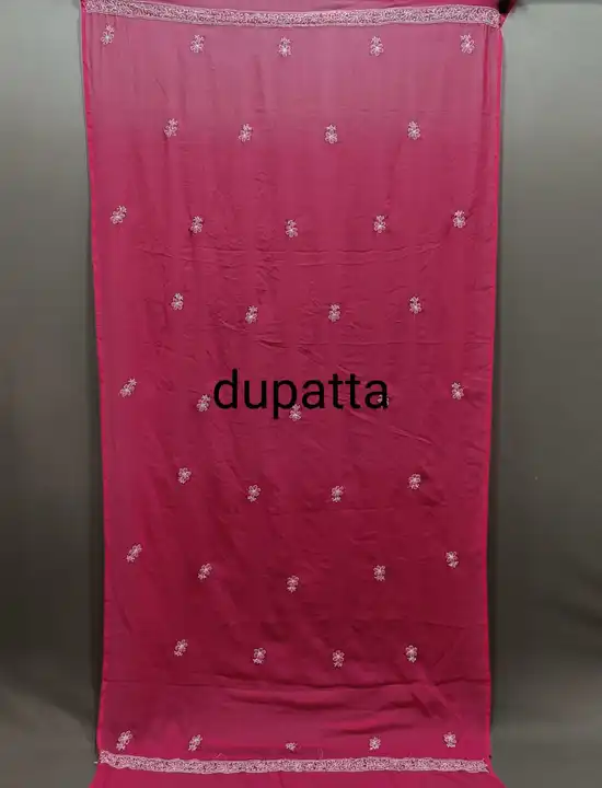 Full three piec suit material 
Fabric- georgette Length- 7.5 meter Kurti +dupatta+bottom With parsi. uploaded by Msk chikan udyog on 1/3/2024