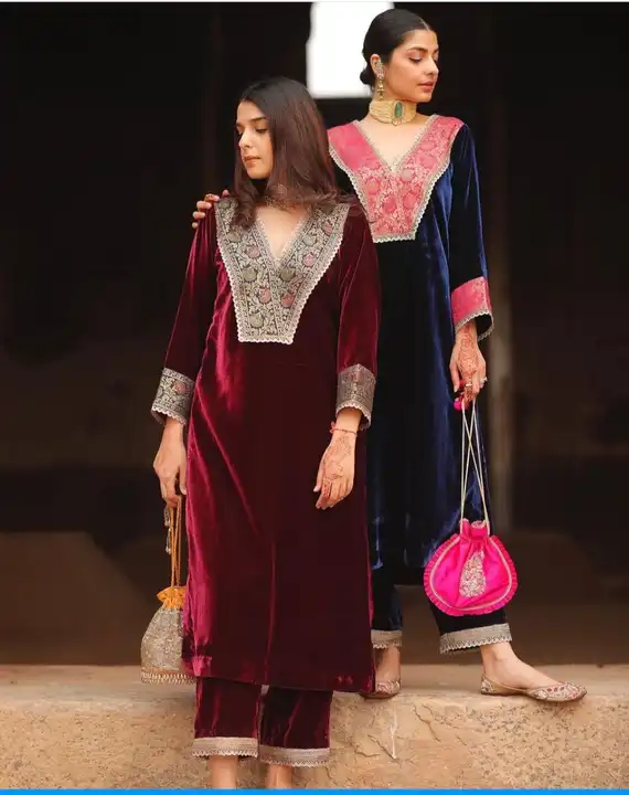 Velvet suit kurti pant 2affordable colours  uploaded by business on 1/3/2024