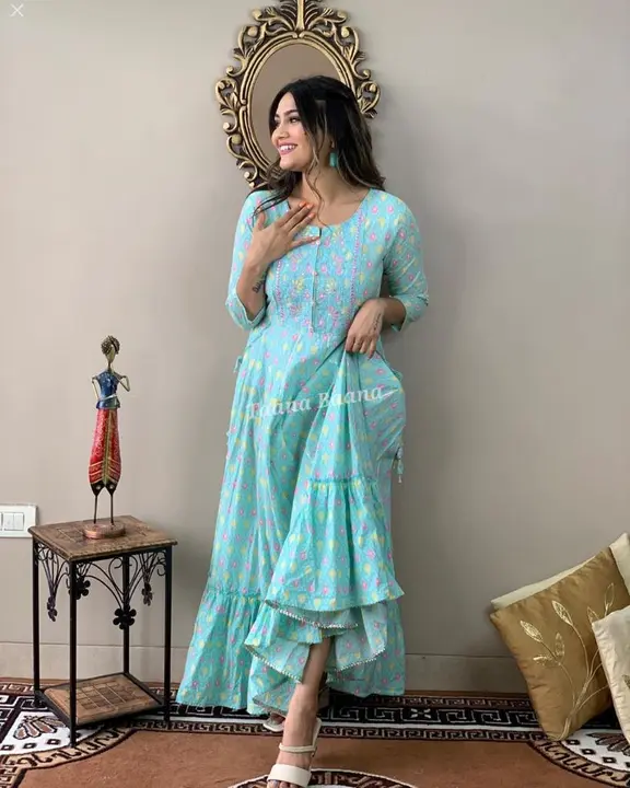 Beautiful gown in rayon fabric fully flared full length  uploaded by Ganpati collection on 1/3/2024