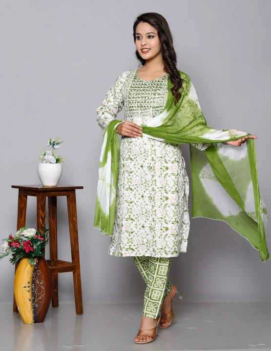 Rayon fabric Sequence Work kurti pant dupatta set  uploaded by Kabir Fashion World on 1/3/2024