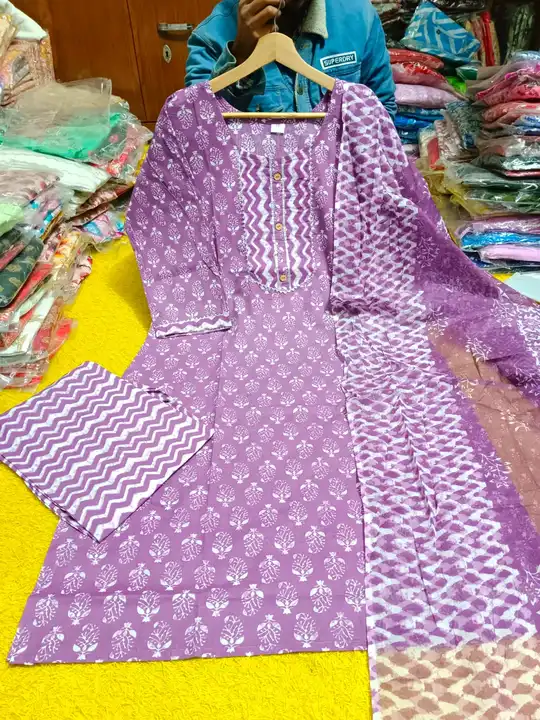 Cotton kurta pant dupatta set  uploaded by Kabir Fashion World on 1/3/2024