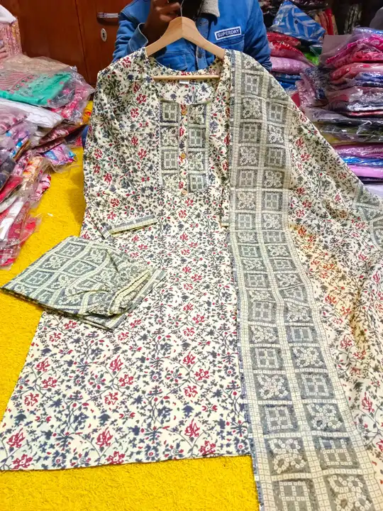 Cotton kurta pant dupatta set  uploaded by Kabir Fashion World on 1/3/2024