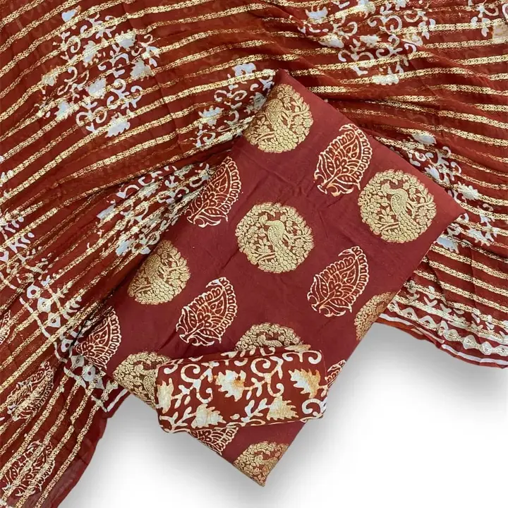 *Hand Block Wax Batik Print Banarsi Unstitched Dress Material 🌸*

 uploaded by business on 1/4/2024