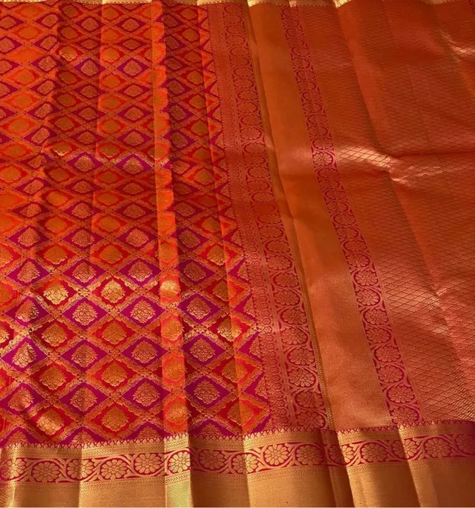 Allover Golden zari weaving design with flowers design saree  uploaded by DHANANJAY CREATIONS on 1/5/2024