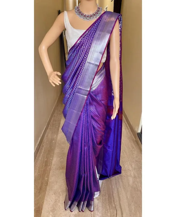 Allover Silver zari weaving with zari butii design saree uploaded by DHANANJAY CREATIONS on 1/5/2024