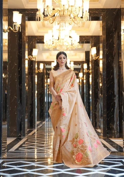 Beautiful luster on the saree allover Beautiful flower design saree  uploaded by business on 1/5/2024