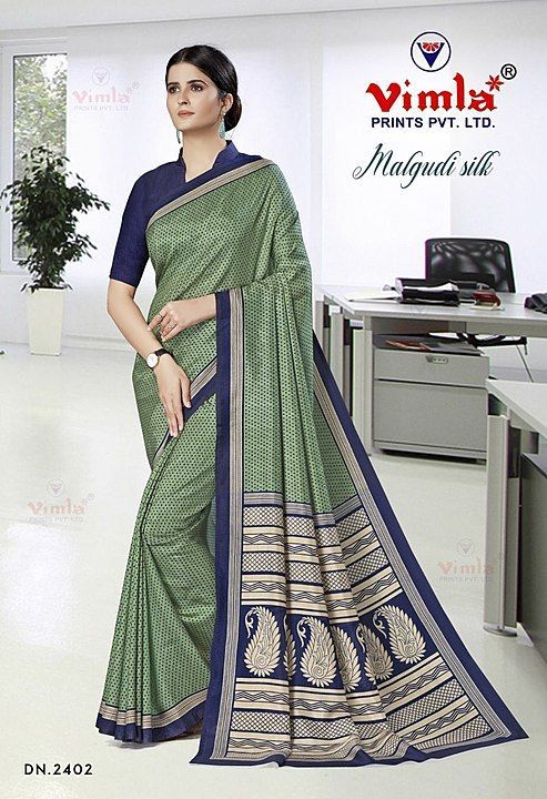 Green Malgudi Silk Uniform Saree uploaded by business on 3/13/2020