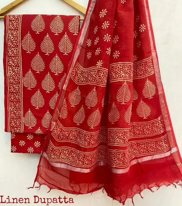Cotton suits with Linen dupatta  uploaded by Indiana Creations  on 1/6/2024