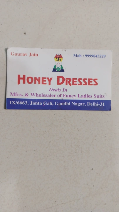 Visiting card store images of Honey dresses