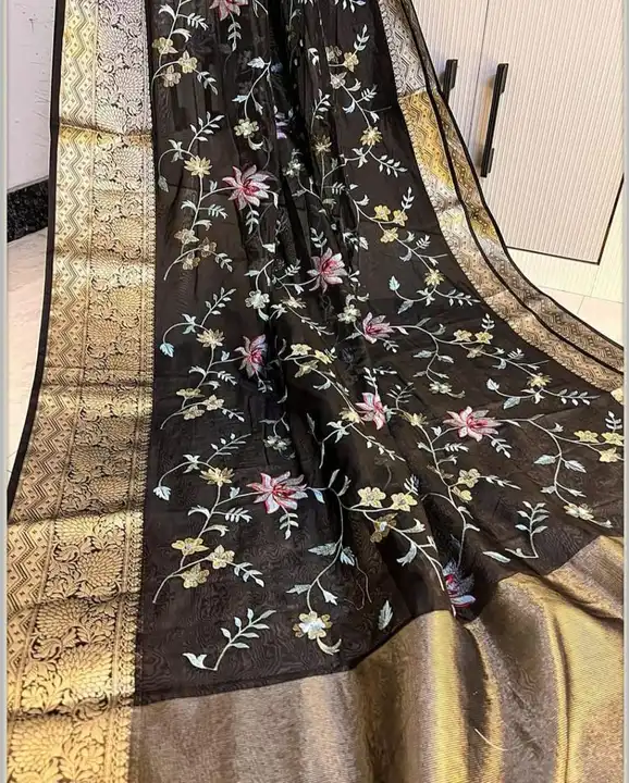 Banarsi Cora Embroidery Saree uploaded by business on 1/6/2024