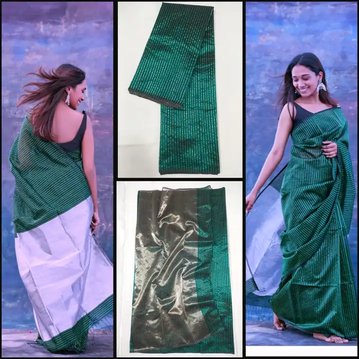 Handloom chanderi tissue chaps saree with blouse  uploaded by business on 1/7/2024