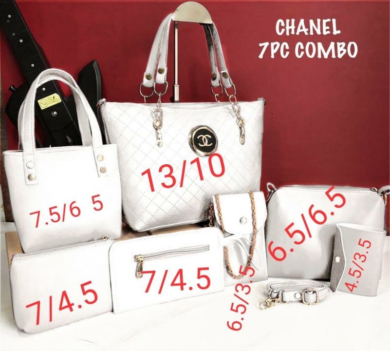 Post image Chanel 7 pis combo
With 2  comparment
Back zip
With inner aster inside cloth
Size mentioned inside pictures
If you want message personally