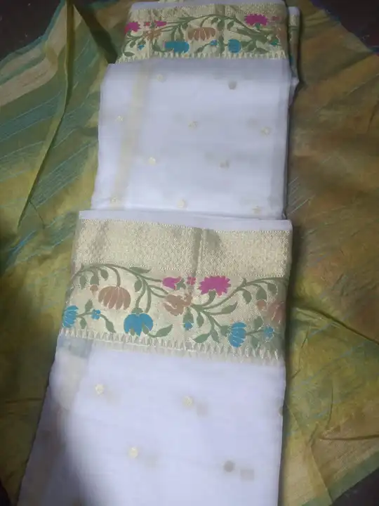 New collection Banarasi kora organza shoft fancy silk sarees Raning Blause wholesale  uploaded by Arbaz sarees manufacturer  on 1/7/2024