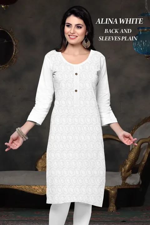 Buy online Ada Hand Embroidered White Organza Lucknow Chikankari Kurti With  Slip from Kurta Kurtis for Women by Ada for ₹2590 at 0% off | 2024  Limeroad.com