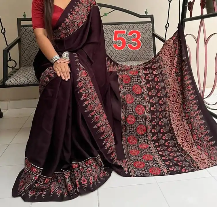 Handblock fancy ajrakh print model silk saree uploaded by Virasat handloom chanderi on 1/7/2024
