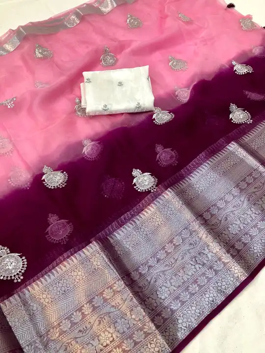 *New arrivals Kanchipuram Organza saree with all over worked  Jhumka tassels n contrast blouse*

*Jh uploaded by Divya Fashion on 1/8/2024