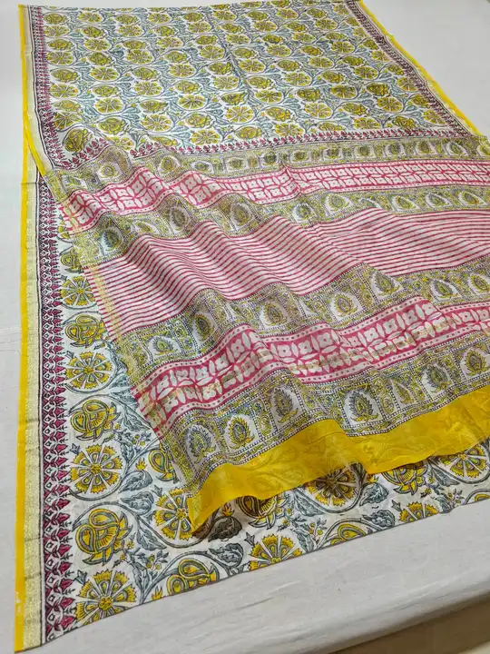 Post image Handloom original chanderi silk saree with blouse.

Material 🧶:- cotton silk hand block print 


To purchase DM 

Total saree length - 6.50 meter/5.70 meter 
Saree, blouse 80 cm (Running blouse ) 

Please note there may be a slight difference in colour due to the camera resolutions. 

This product is handmade and may have slight irregularities which is a natural outcome of human involvement in the process. 

Mode of payment NEFT/ Phonepe/Googlepay/Paypal. 

We ship sarees worldwide.

.
.
#Chanderi #Saree
#handblock #printed