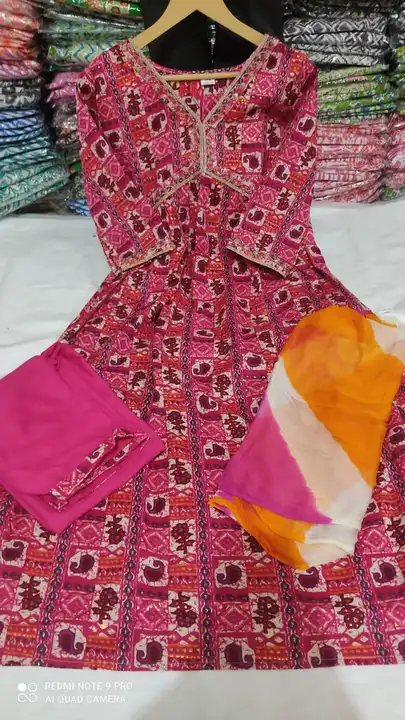 Foil print 3 piece dupatta reyon fab nayra cut uploaded by business on 1/8/2024