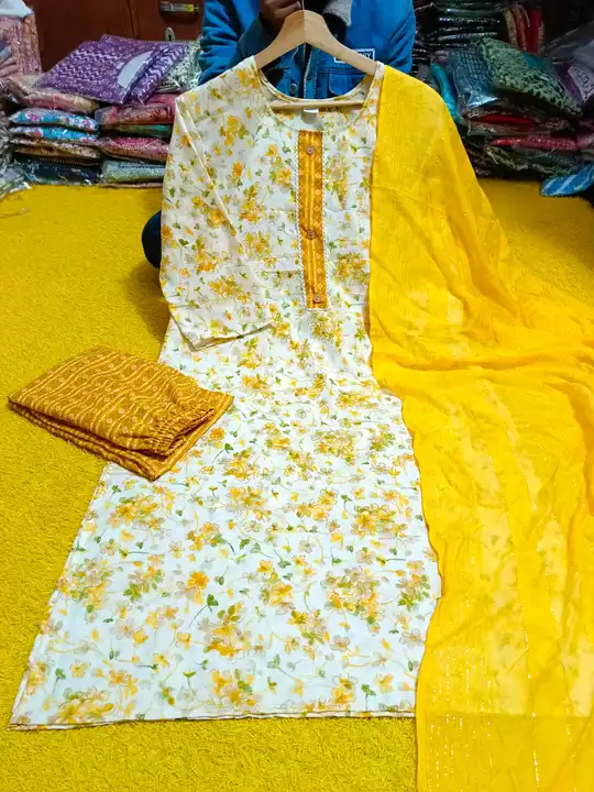 D Capsul Rayon fabric kurti pant duptta  uploaded by business on 1/8/2024