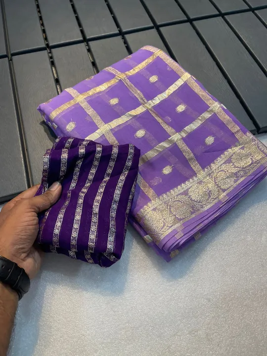 Viscose Georgette weaving saree uploaded by Suyukti Creation on 1/8/2024