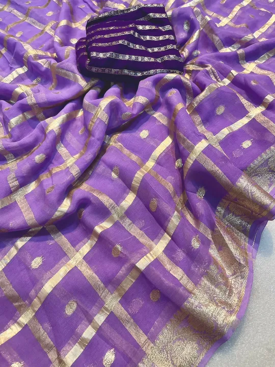 Viscose Georgette weaving saree uploaded by business on 1/8/2024