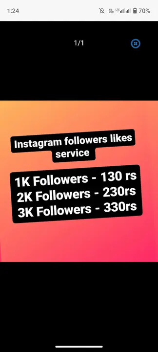 Post image I want 1000 pieces of Anyone need buy Instagram followers likes msg now at a total order value of 180. Please send me price if you have this available.