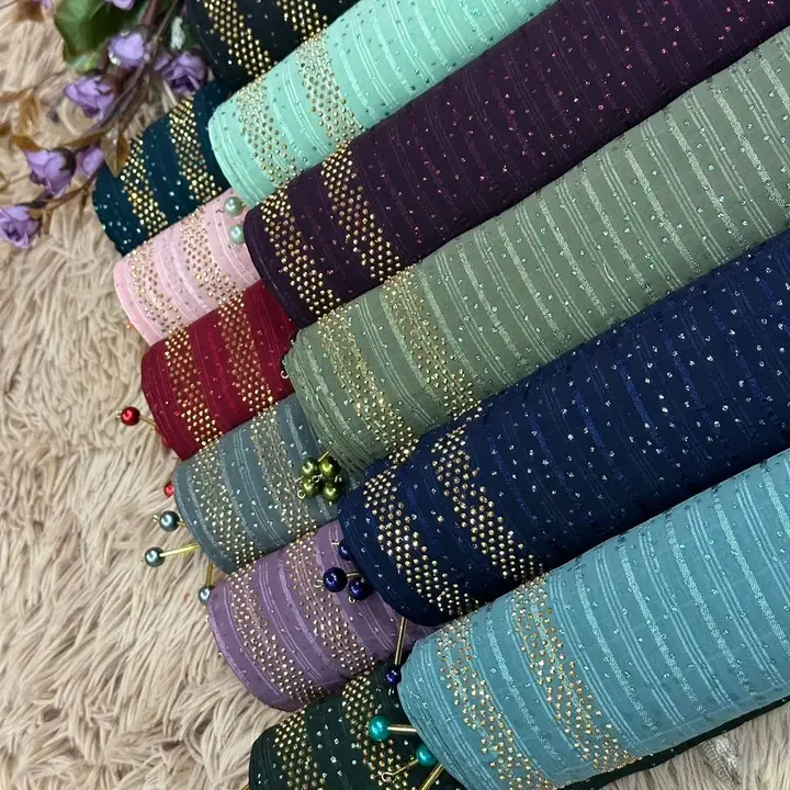 New fancy chiffone chex with tone to tone hangings   uploaded by Zainab_hijab_official  on 1/8/2024