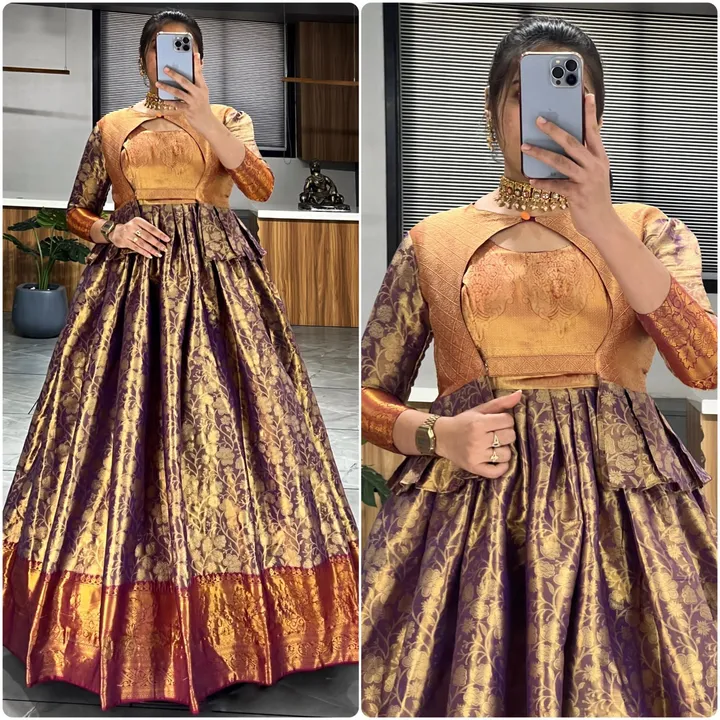 Kanjivaram pattu gown 😍 uploaded by Leedon hub on 1/8/2024