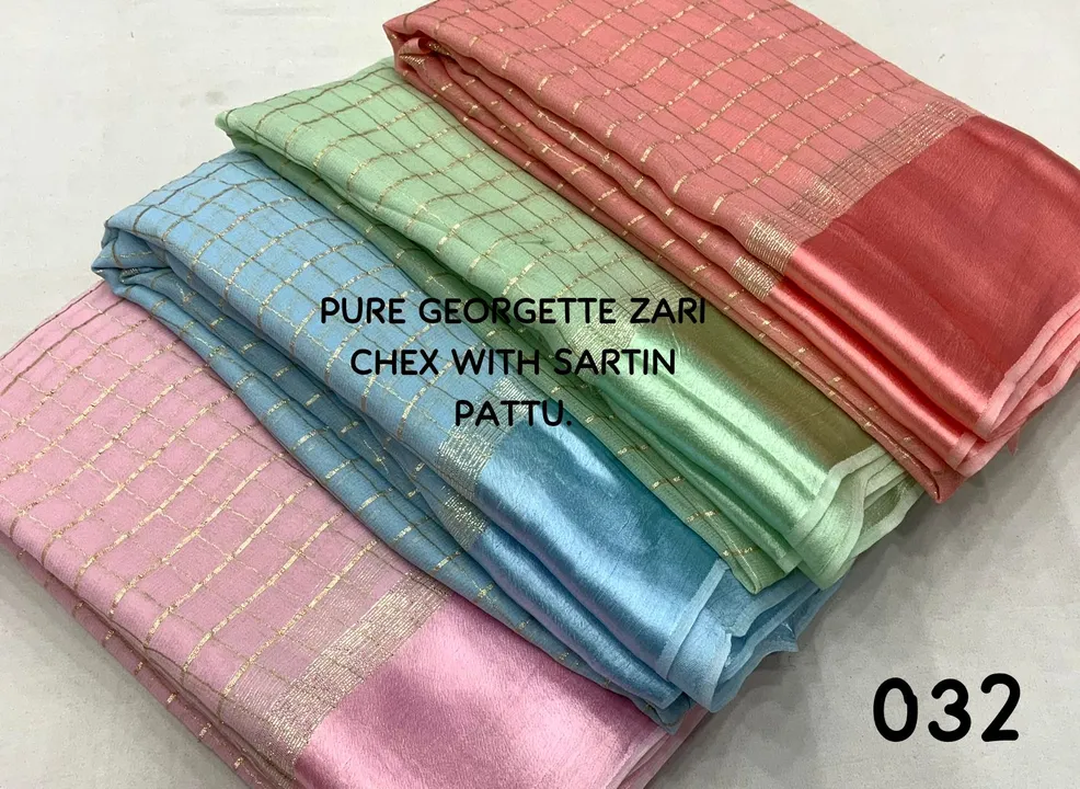 *new arrivals*

New pure georgette chex saree

 gmatrix chex

Quality- pure georgette saree with zar uploaded by Divya Fashion on 1/8/2024
