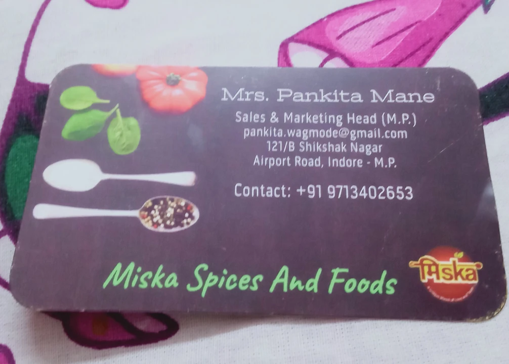 Visiting card store images of Miska spices and foods