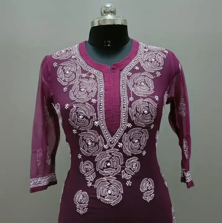 Kurti 
Fabric- georgette 
Size 36 to 42
Length- 44
Gulab work. Contact  no . 7318704348.. uploaded by Msk chikan udyog on 1/9/2024