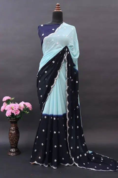 Pure Georgette saree with embroidery work  uploaded by Suyukti Creation on 1/9/2024
