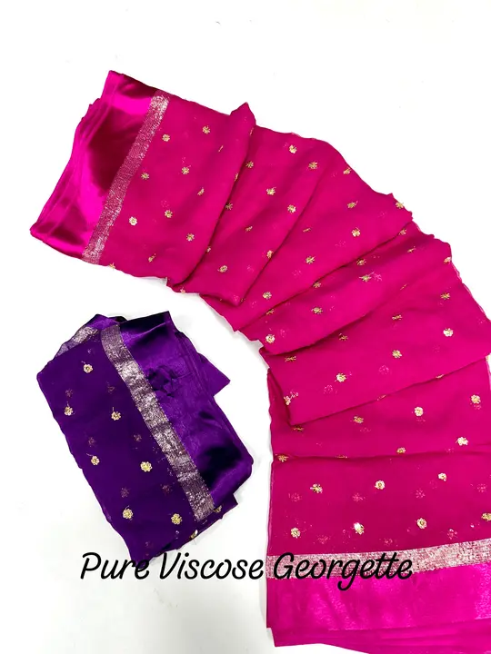 Pure viscose Georgette with satin border with sequence  uploaded by Suyukti Creation on 1/9/2024